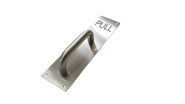 Satin Brush Pull Plate Handle With PULL Written