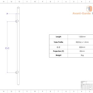BRUSHED 1200mm Front Door Handles Modern | Axton Series