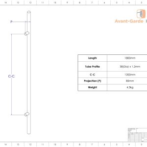 BRUSH Front Door Handles Pair 1800mm | Axton Series