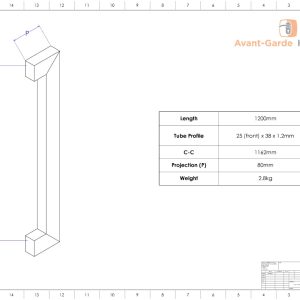 120cm POLISHED Entrance Door Pull Handles | Dalton Series