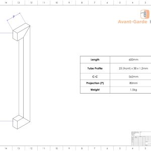 60cm CHROME POLISHED Entrance Door Handles | Dalton Series