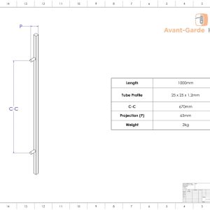 1000mm SATIN MATT BLACK Pull Handles | Gladstone Series