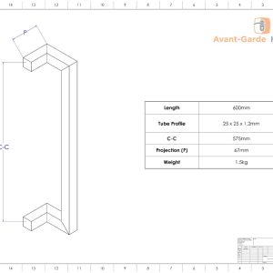 60 cm BRUSHED Push Pull Handles For Front Door | Milton Series