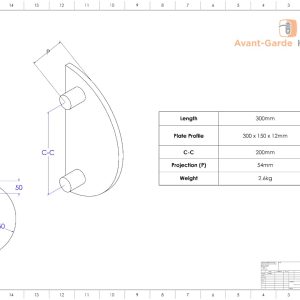 SATIN HALF MOON Front Door Handles Modern 300x150 mm | Royce Series
