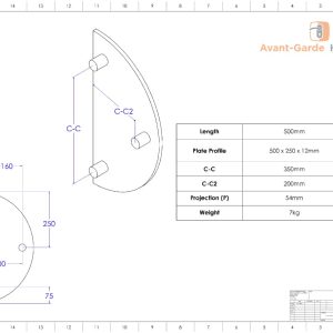 SATIN CHROME HALF MOON BRUSH Entry Door Handles 500x250 mm | Royce Series